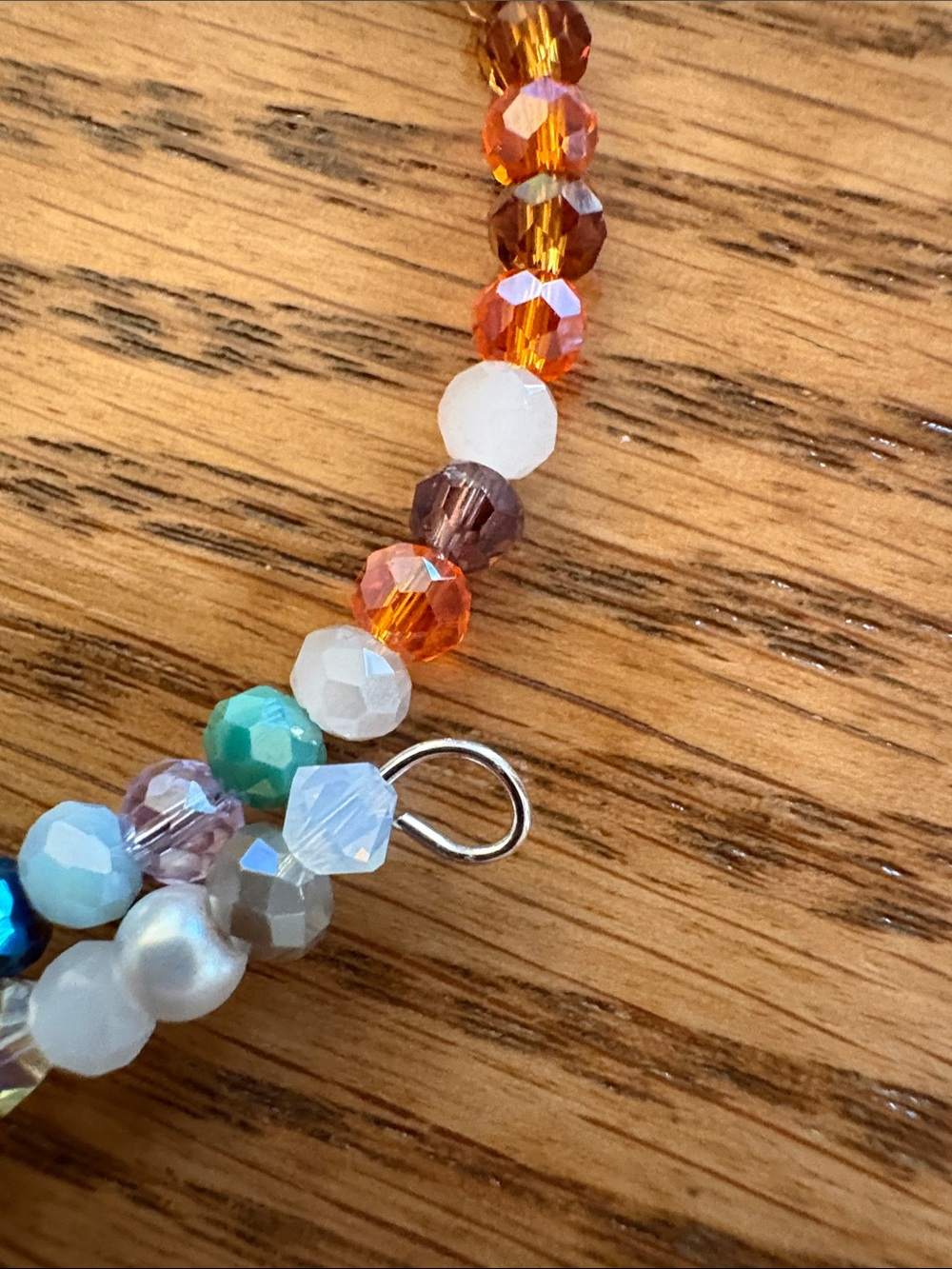 Hand Crafted Multicolor Beaded Heart Memory Wire Bracelet - Picture 6 of 8